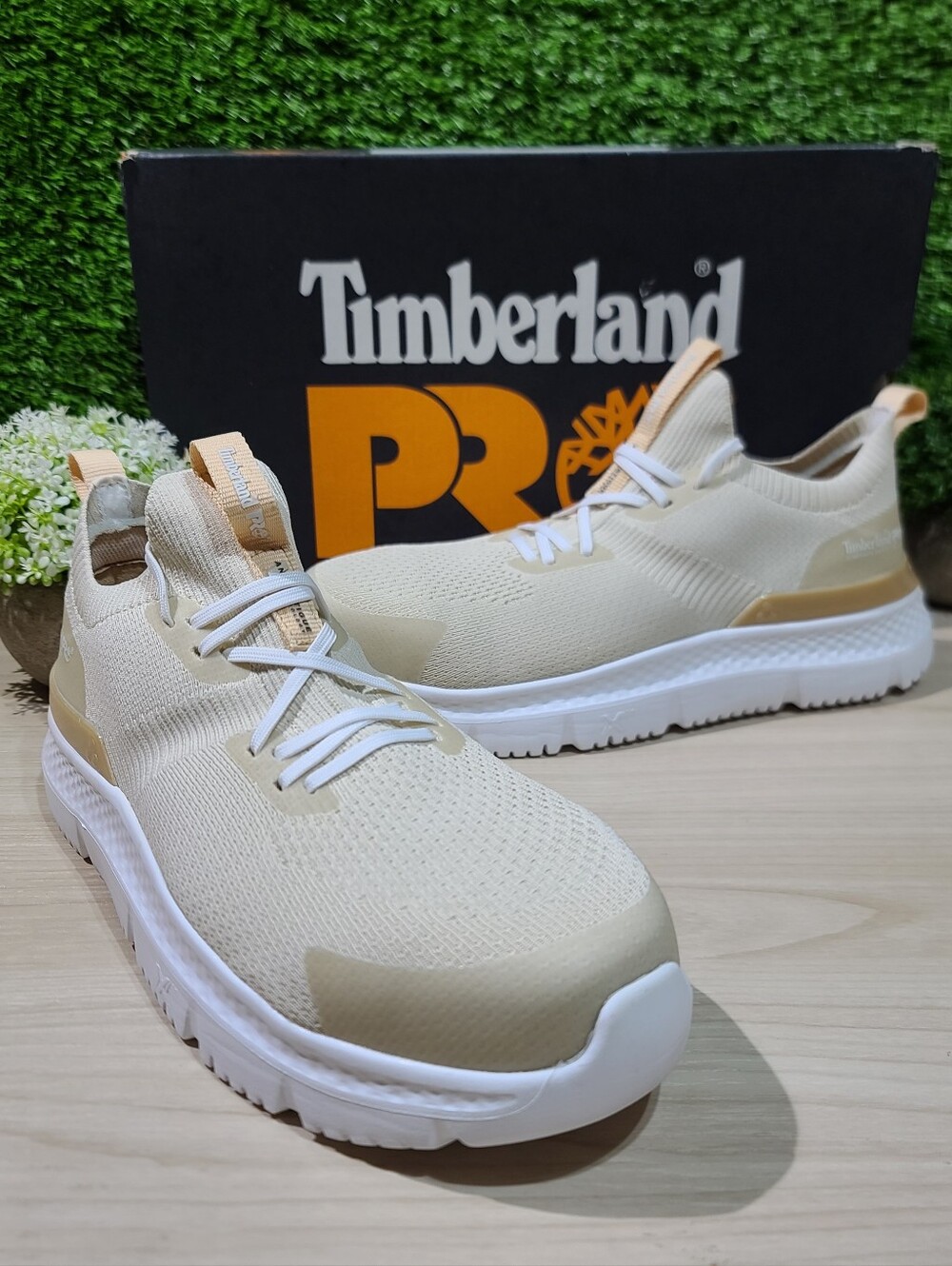 Timberland PRO Setra Knit Composite Safety Toe Sneakers - Beige/Almond US 9 NEW